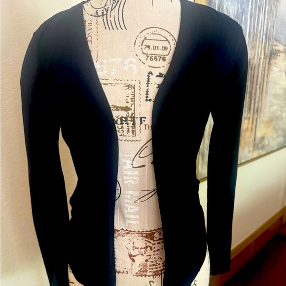 Elie Tahari women’s 3/4 sleeve open cropped cardigan sweater navy XS - Picture 1 of 5